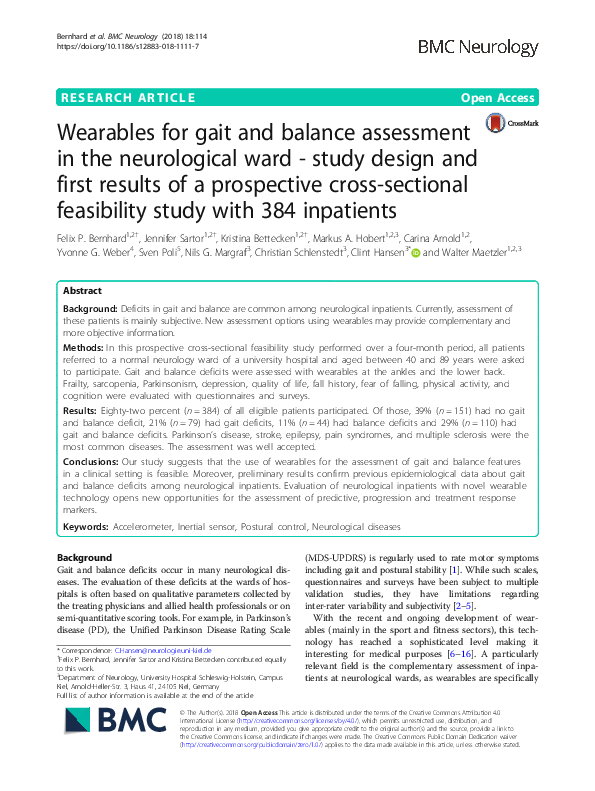 (PDF) Wearables for gait and balance assessment in the neurological ...
