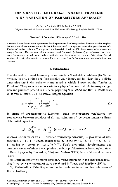 (PDF) The gravity-perturbed Lambert problem: A KS variation of ...