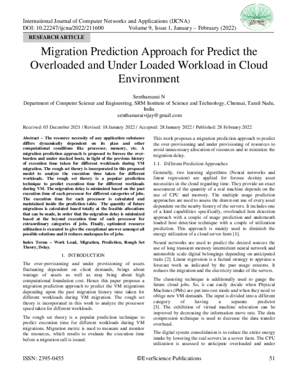 (PDF) Migration Prediction Approach for Predict the Overloaded and ...