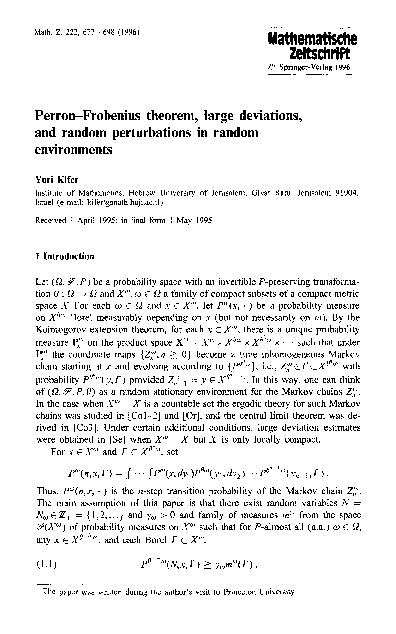 (PDF) Perron-Frobenius theorem, large deviations, and random ...