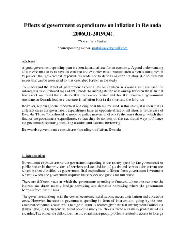 (PDF) Effects of government expenditures on inflation in Rwanda (2006Q1 ...