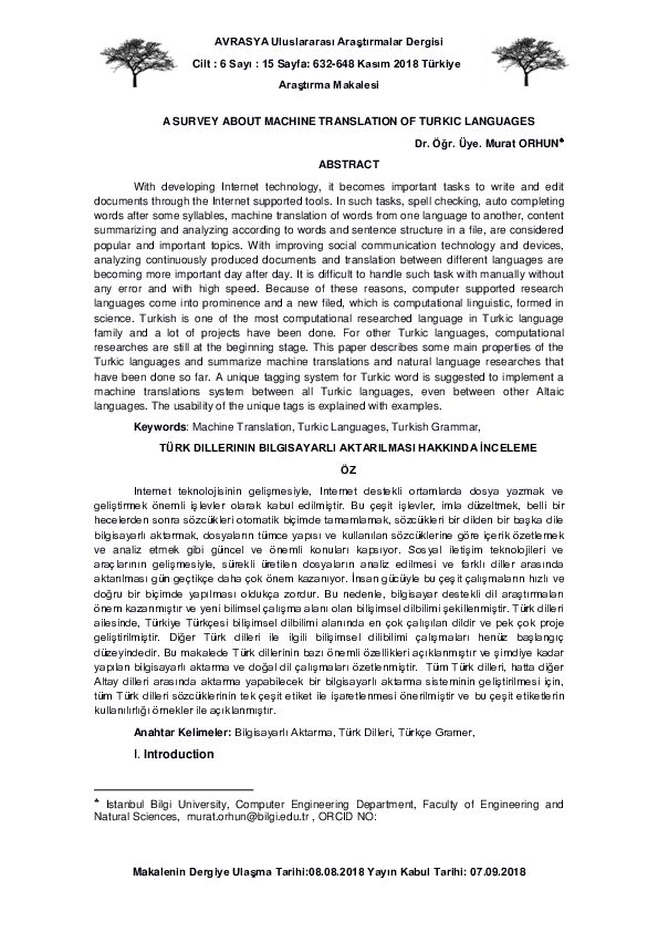 (PDF) A Survey About Machine Translation of Turkic Languages