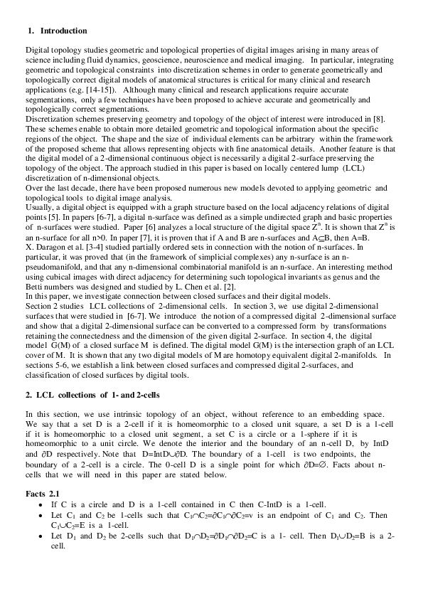 (PDF) Topology preserving representations of compact 2D manifolds by ...