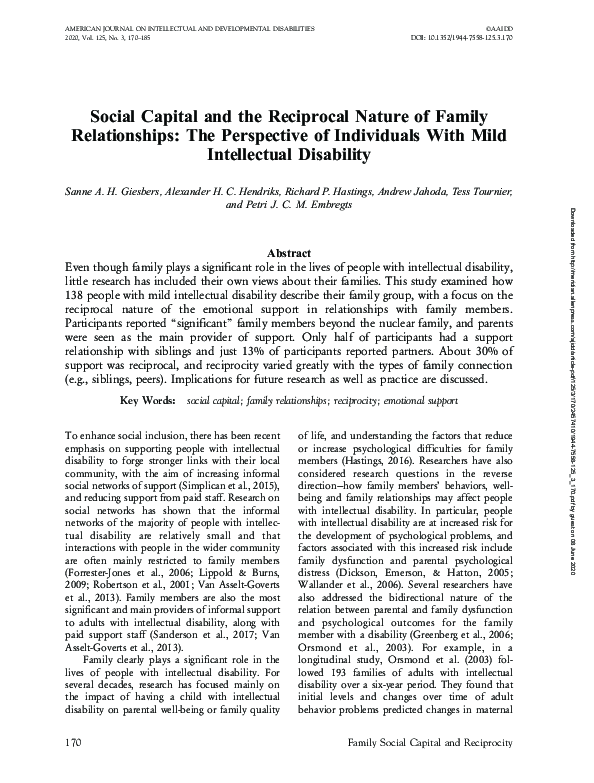 (PDF) Social Capital and the Reciprocal Nature of Family Relationships ...