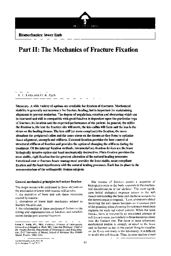 (PDF) Part II: The mechanics of fracture fixation