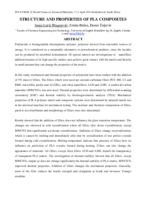 (PDF) Structure and Properties of Pla Composites
