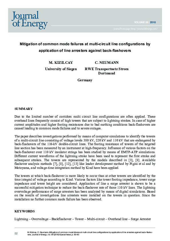 (PDF) Mitigation of common mode failures at multi-circuit line ...