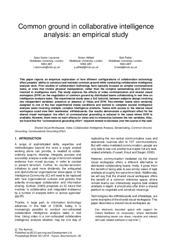 (PDF) Common Ground in Collaborative Intelligence Analysis: An Empircal ...