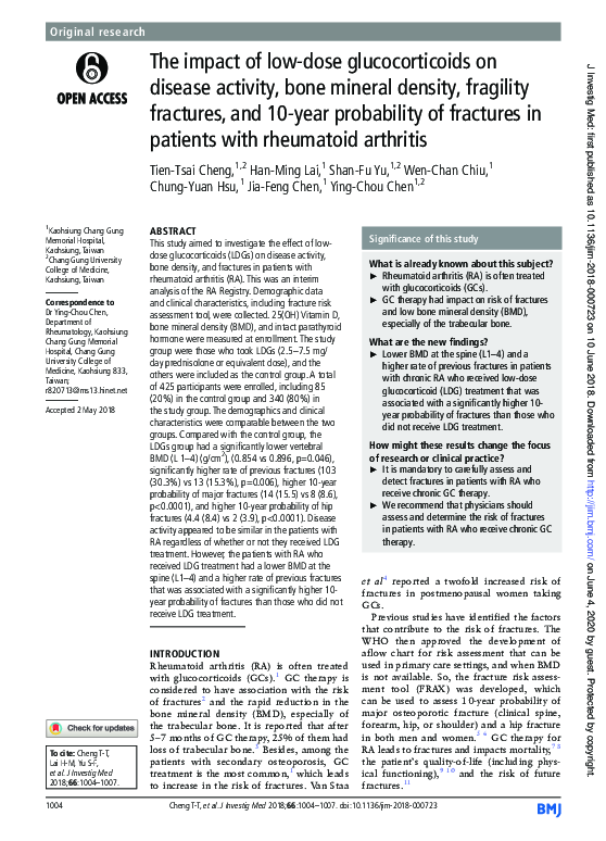 (PDF) The impact of low-dose glucocorticoids on disease activity, bone ...