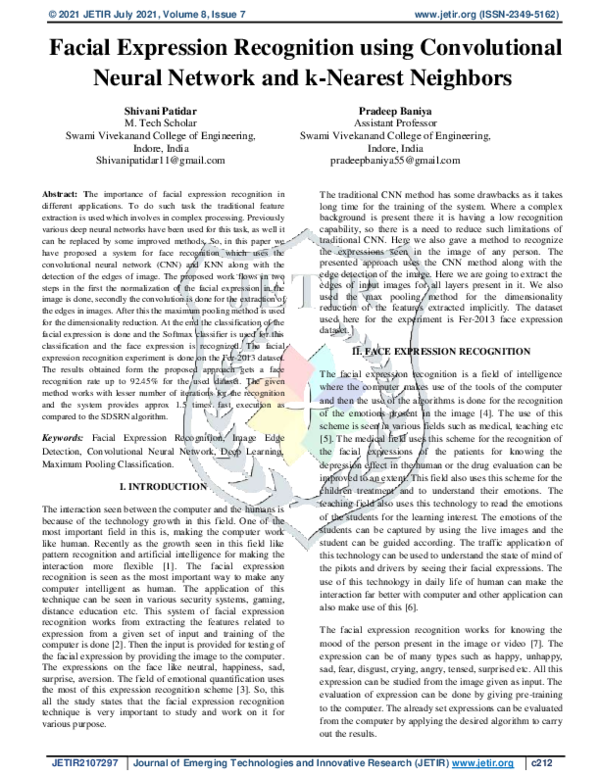 (PDF) Facial Expression Recognition using Convolutional Neural Network ...
