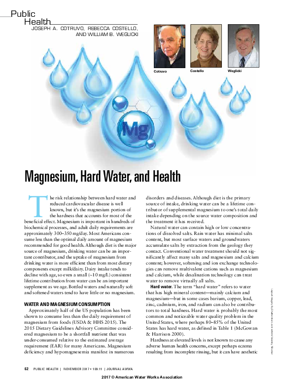 (PDF) Public Health Magnesium, Hard Water, and Health Joseph