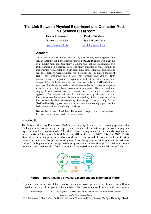 (PDF) The Link Between Physical Experiment and Computer Model in a ...