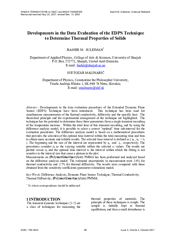 (PDF) Developments in the Data Evaluation of the EDPS Technique to ...