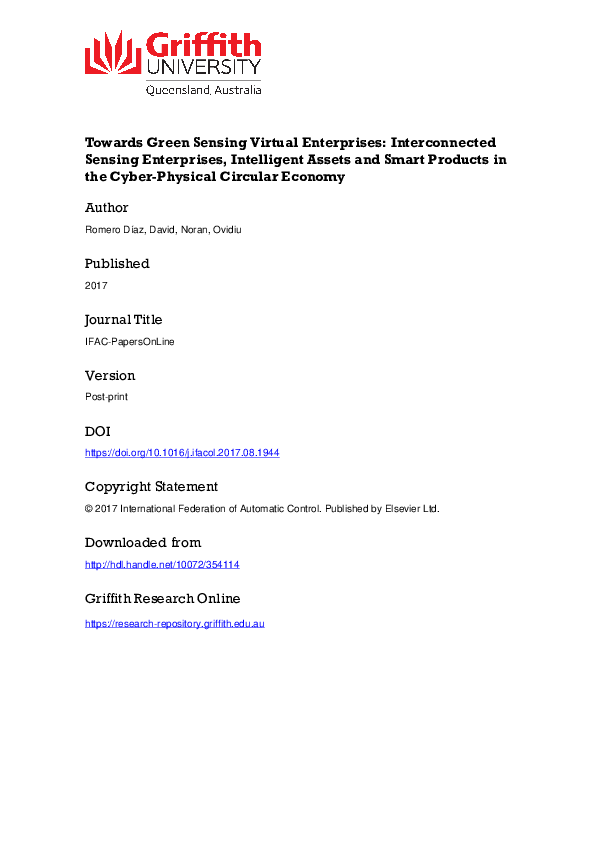 (PDF) Towards Green Sensing Virtual Enterprises Interconnected Sensing