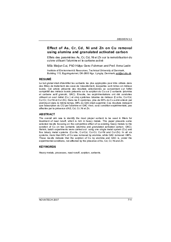 (PDF) Effect of As, Cr, Cd, Ni and Zn on Cu removal using alumina and ...