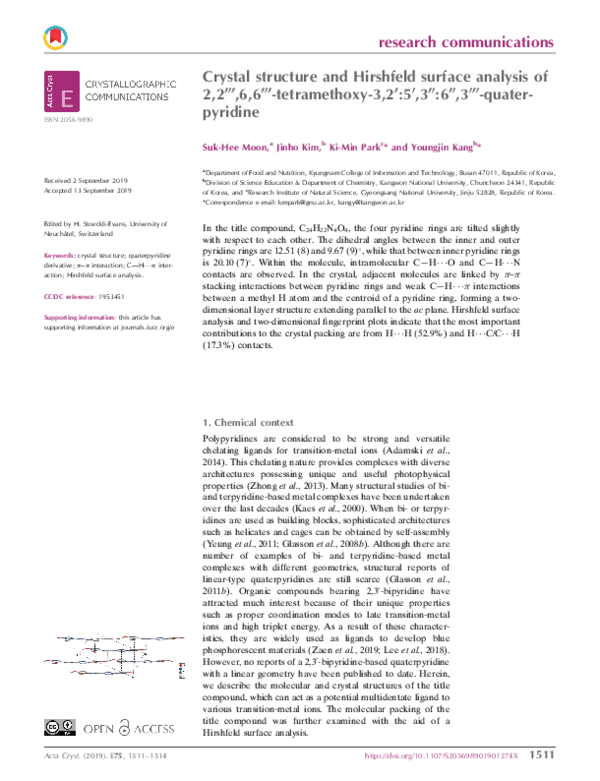(PDF) Crystal structure and Hirshfeld surface analysis of 2,2′′′,6,6 ...