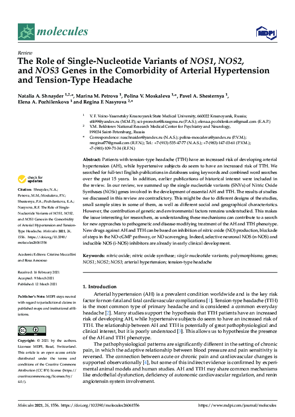 (PDF) The Role of Single-Nucleotide Variants of NOS1, NOS2, and NOS3 ...