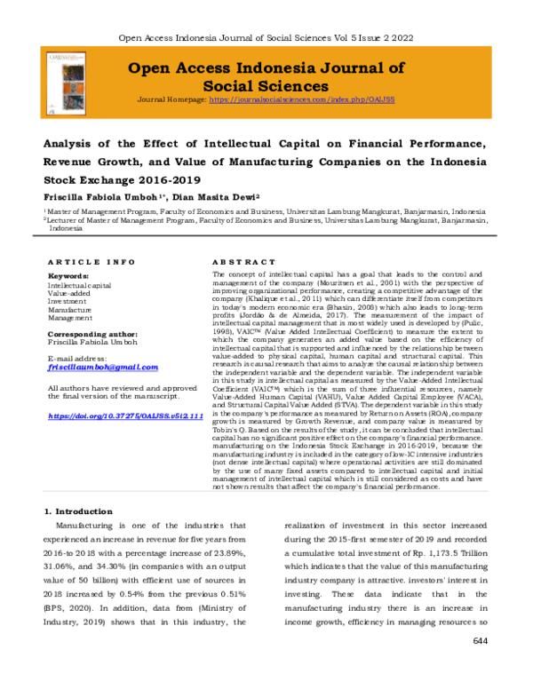 (PDF) Analysis of the Effect of Intellectual Capital on Financial ...
