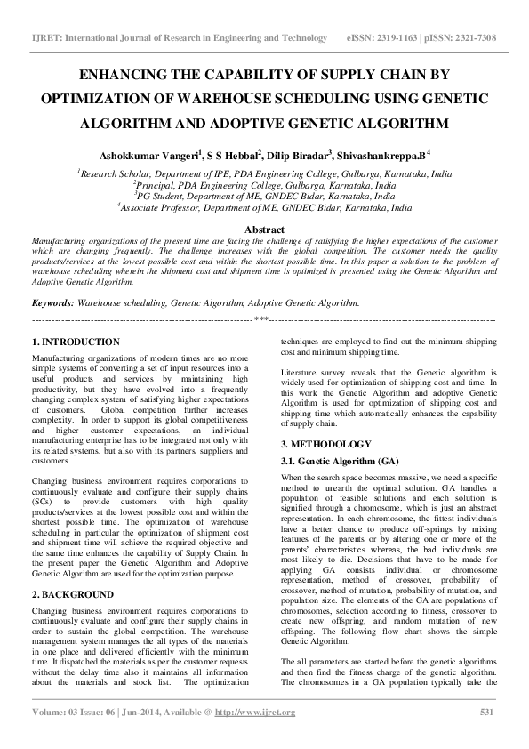 (PDF) Warehouse Scheduling Optimization Using Genetic Algorithms