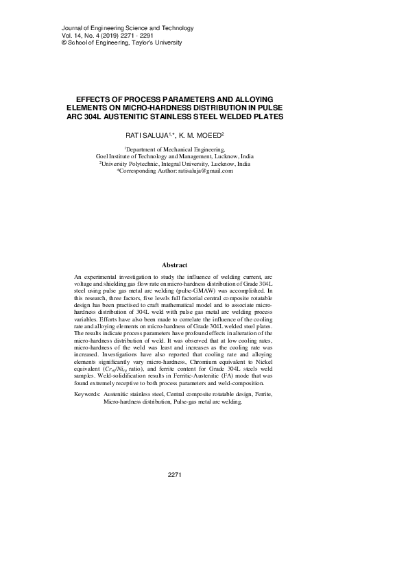 (PDF) Effects of Process Parameters and Alloying Elements on Micro ...