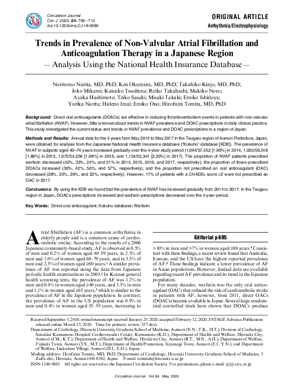 (PDF) Trends in Prevalence of Non-Valvular Atrial Fibrillation and ...