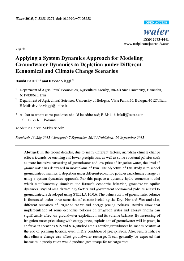 (PDF) Applying a System Dynamics Approach for Modeling Groundwater ...
