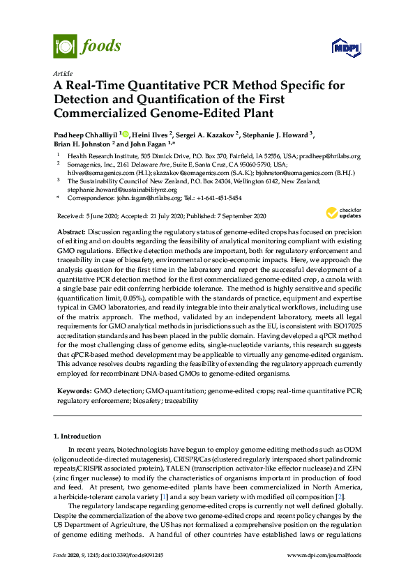 (PDF) A Real-Time Quantitative PCR Method Specific for Detection and ...