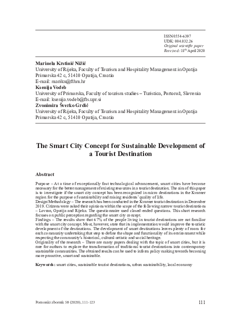 (PDF) The Smart City Concept for Sustainable Development of a Tourist ...