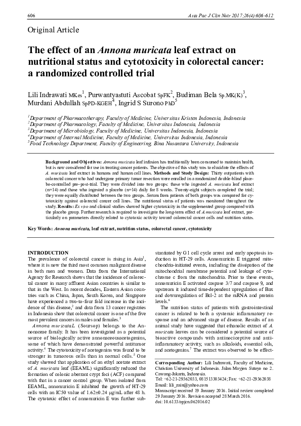 (PDF) The effect of an Annona muricata leaf extract on nutritional ...