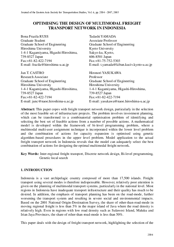 (PDF) Optimising the Design of Multimodal Freight Transport Network in ...