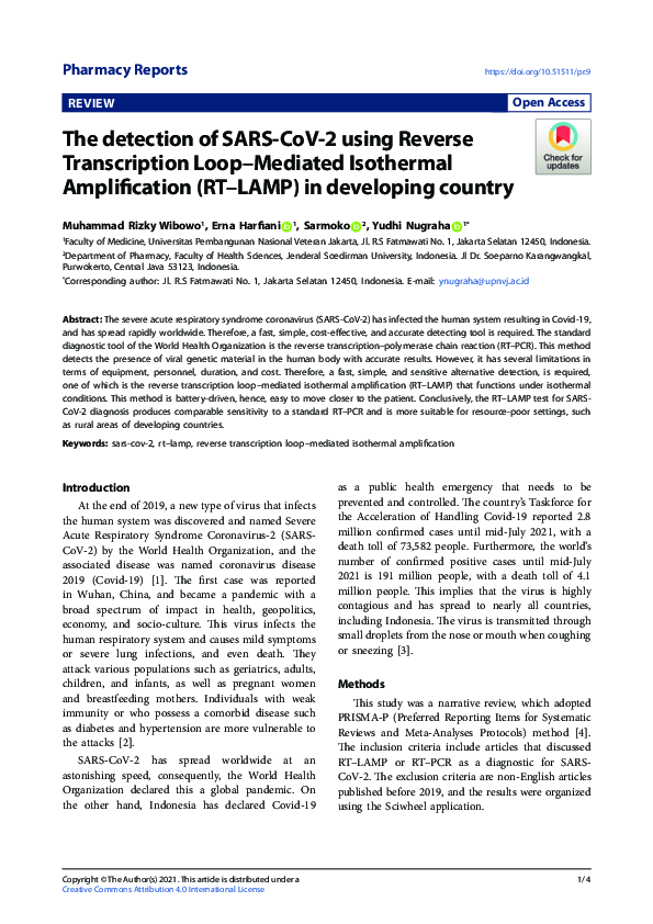 (PDF) The detection of SARS-CoV-2 using reverse transcription loop ...
