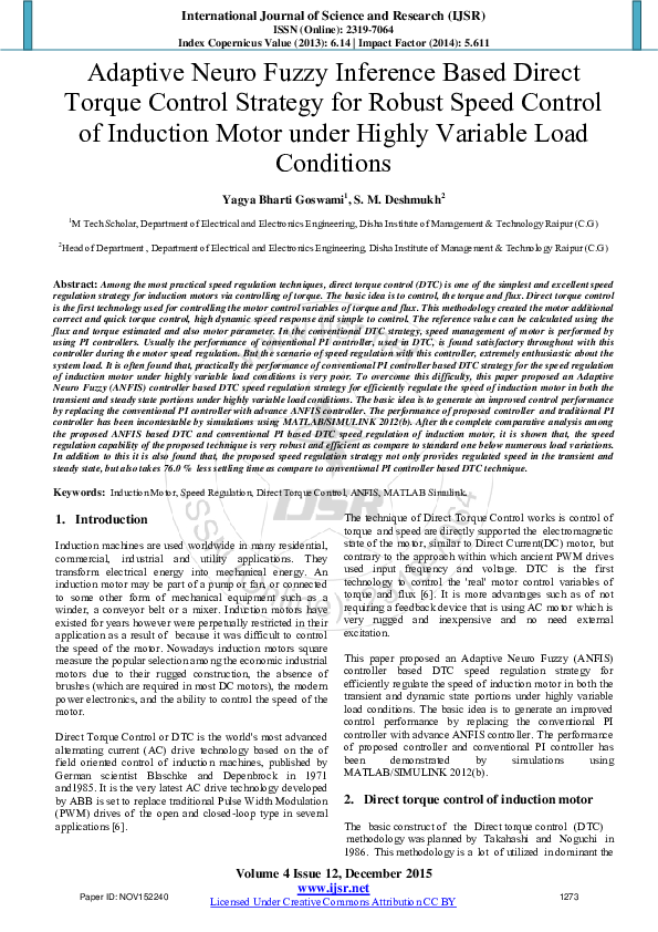 (PDF) Adaptive Neuro Fuzzy Inference Based Direct Torque Control ...