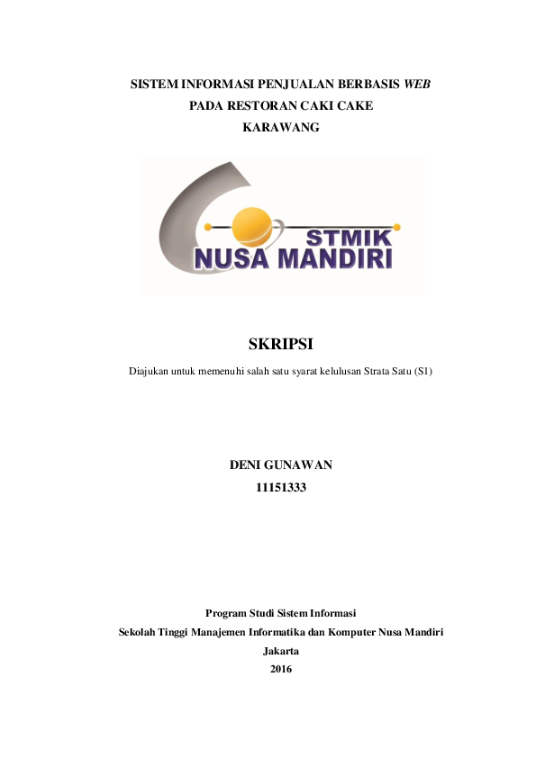 Proposal Sistem Informasi Penjualan Cake Online: Peningkatan Efisiensi dan Jangkauan Pasar