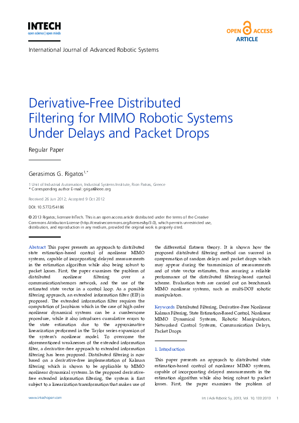 (PDF) Derivative-Free Distributed Filtering for MIMO Robotic Systems ...
