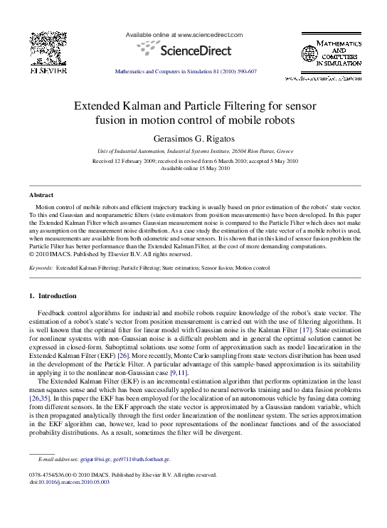 (PDF) Extended Kalman and Particle Filtering for sensor fusion in ...