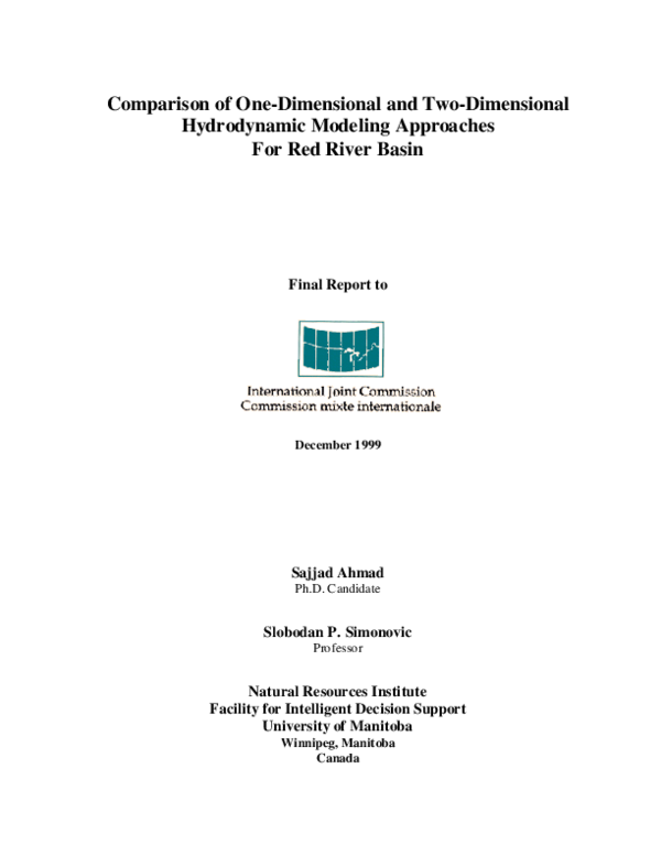 (PDF) Comparison of one-dimensional and two-dimensional hydrodynamic ...