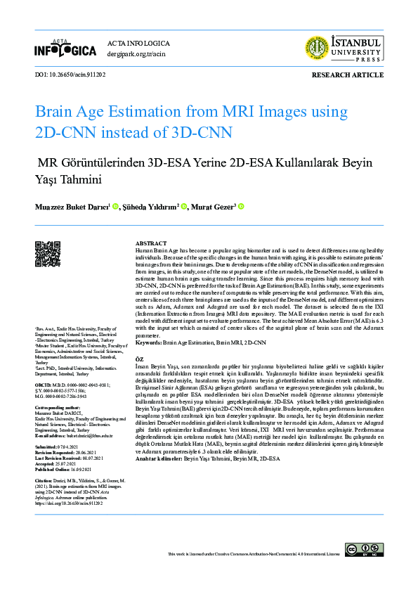 (PDF) Brain Age Estimation from MRI Images using 2D-CNN instead of 3D-CNN