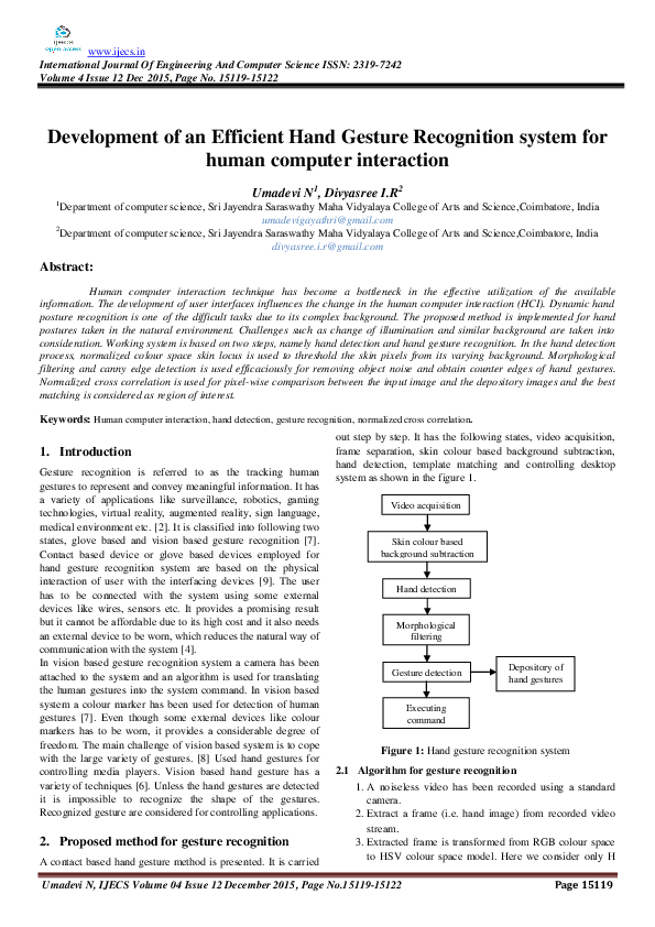 (PDF) Development of an Efficient Hand Gesture Recognition system for ...