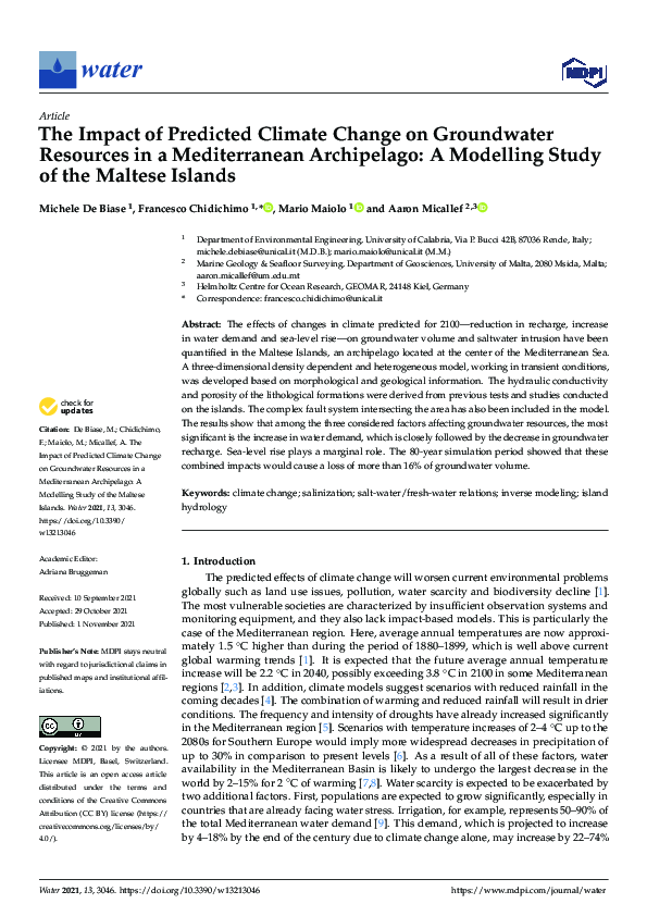 (PDF) The Impact of Predicted Climate Change on Groundwater Resources ...