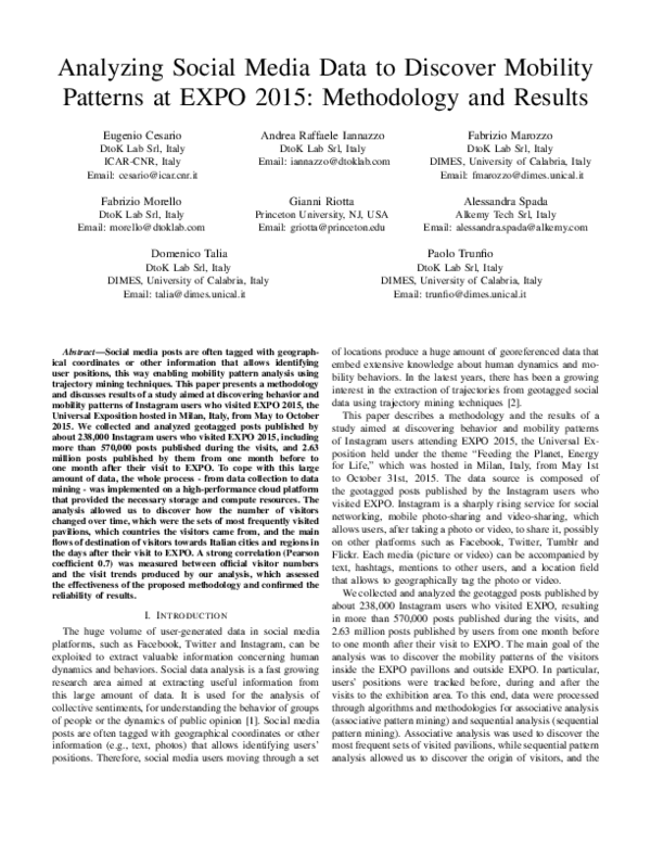 (PDF) Analyzing social media data to discover mobility patterns at EXPO ...