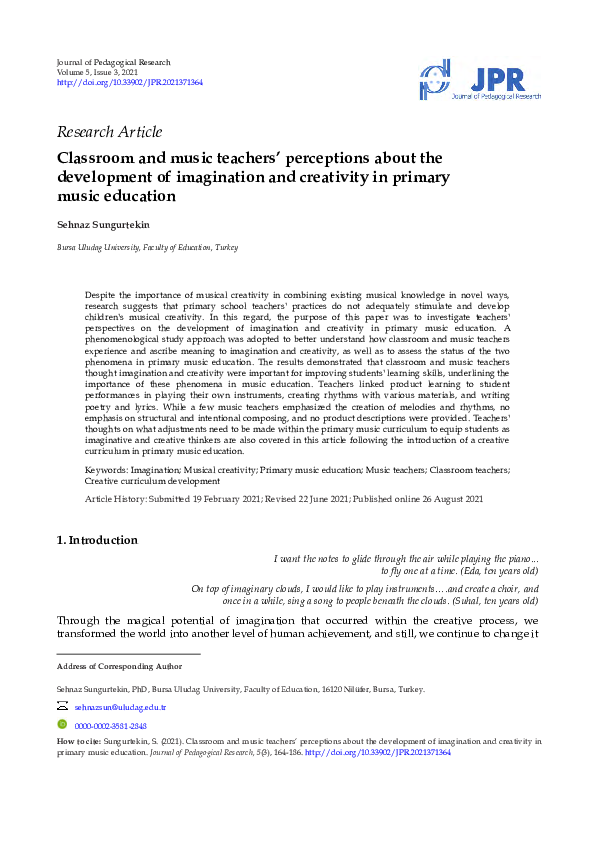 (PDF) Classroom and music teachers' perceptions about the development ...