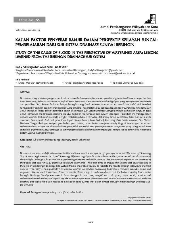 (PDF) Kajian Faktor Penyebab Banjir dalam Perspektif Wilayah Sungai