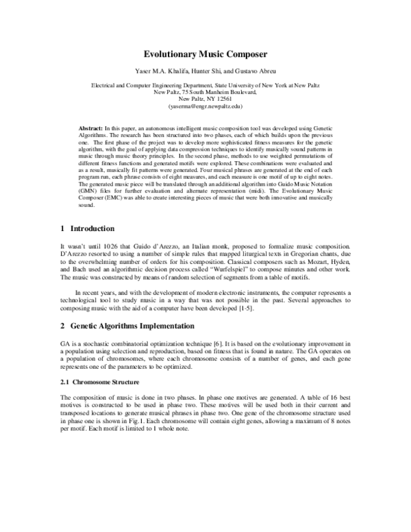(PDF) Evolutionary Music Composer