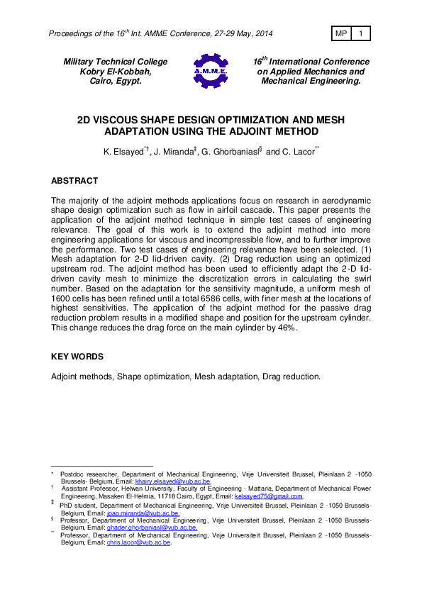 (PDF) 2D Viscous Shape Design Optimization and Mesh Adaptation Using ...