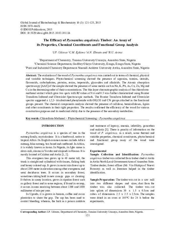 (PDF) The Efficacy of Pycnanthus angolensis Timber: An Assay ofits ...