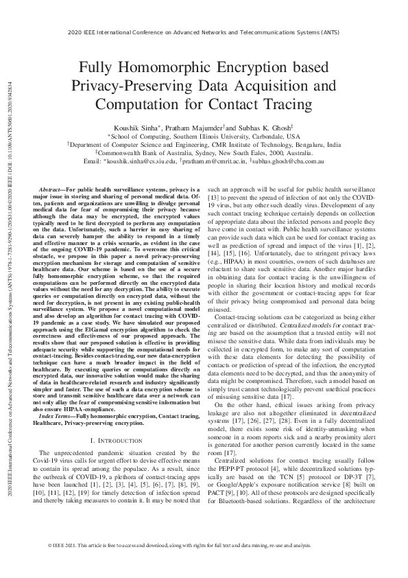 (PDF) Fully Homomorphic Encryption based Privacy-Preserving Data ...