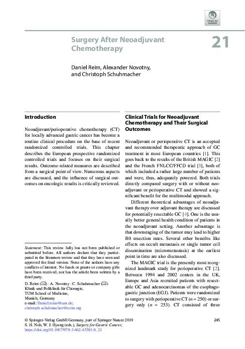 (PDF) Surgery After Neoadjuvant Chemotherapy