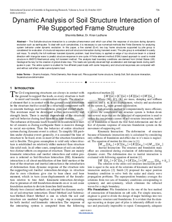 (PDF) Dynamic Analysis of Soil Structure Interaction of Pile Supported ...