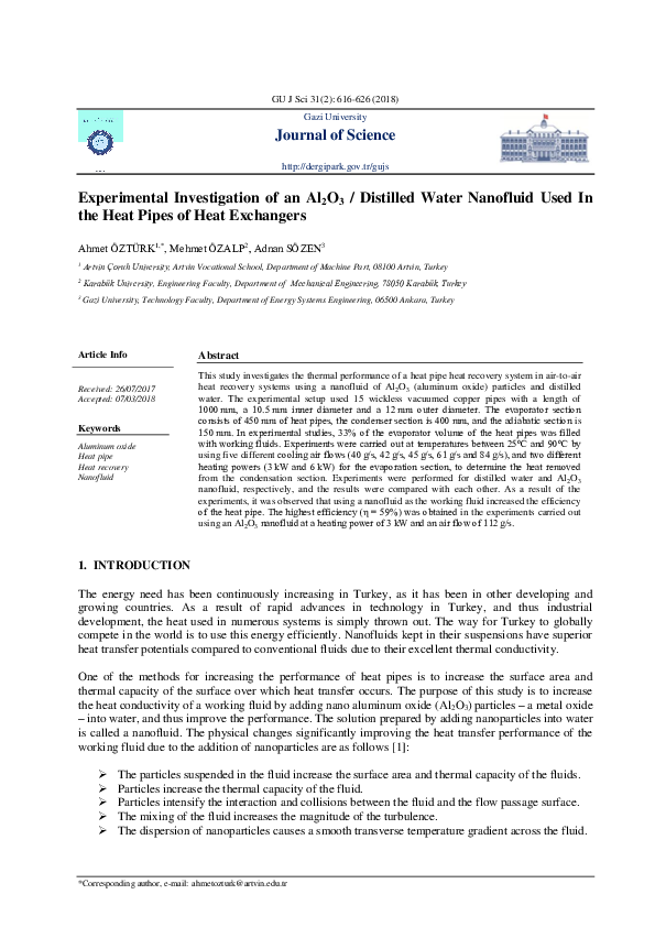 (PDF) Experimental Investigation of an Al2O3 / Distilled Water ...
