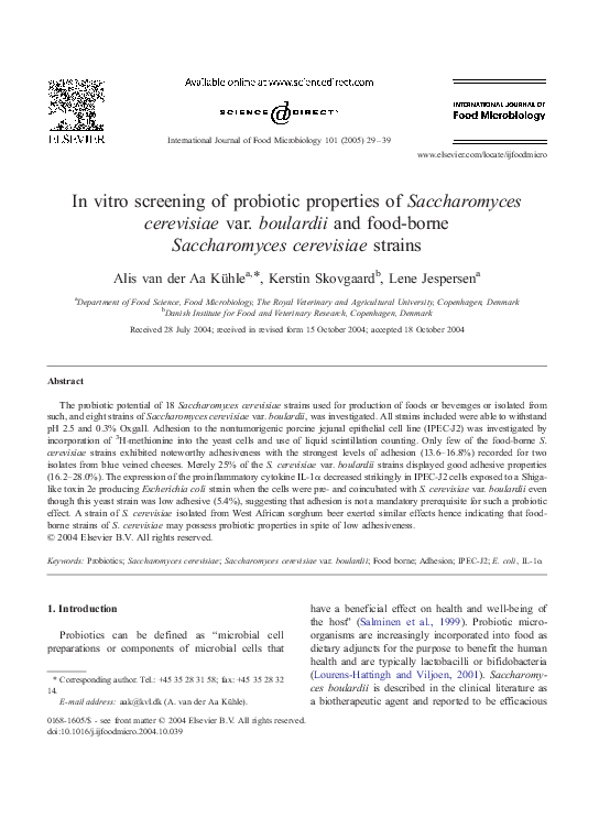 (PDF) In vitro screening of probiotic properties of Saccharomyces ...